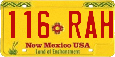 NM license plate 116RAH