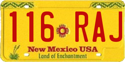 NM license plate 116RAJ