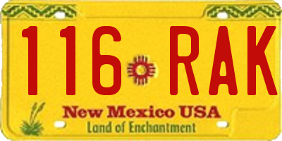 NM license plate 116RAK