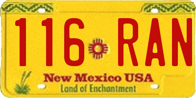 NM license plate 116RAN