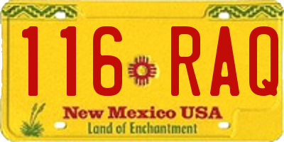 NM license plate 116RAQ