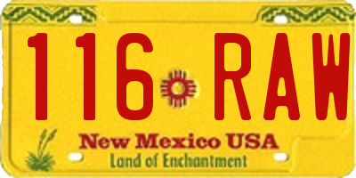 NM license plate 116RAW