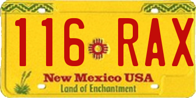 NM license plate 116RAX