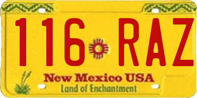 NM license plate 116RAZ