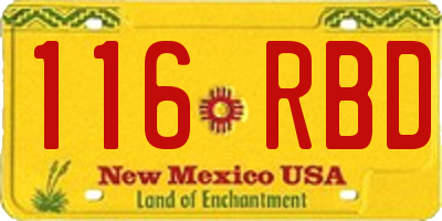 NM license plate 116RBD