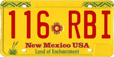 NM license plate 116RBI