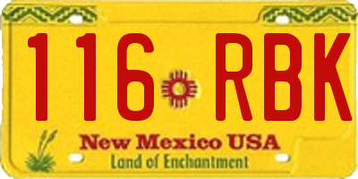 NM license plate 116RBK