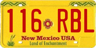 NM license plate 116RBL