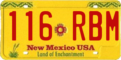 NM license plate 116RBM