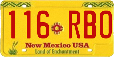 NM license plate 116RBO