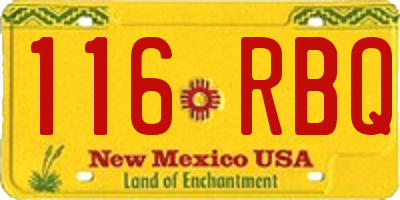 NM license plate 116RBQ
