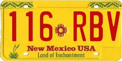 NM license plate 116RBV