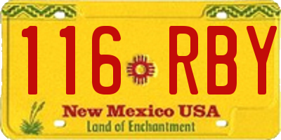 NM license plate 116RBY