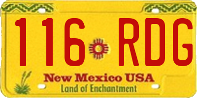 NM license plate 116RDG