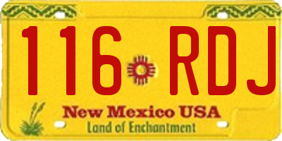 NM license plate 116RDJ