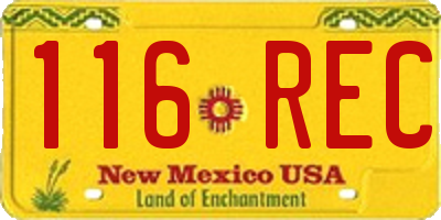 NM license plate 116REC