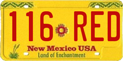 NM license plate 116RED