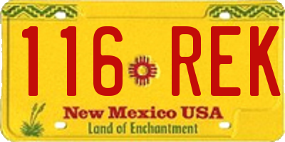 NM license plate 116REK
