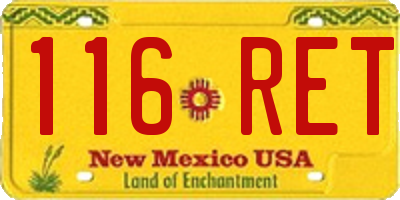 NM license plate 116RET