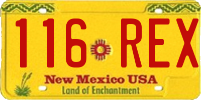 NM license plate 116REX