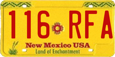 NM license plate 116RFA