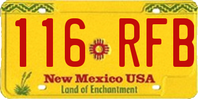 NM license plate 116RFB