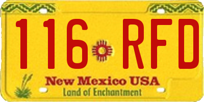 NM license plate 116RFD