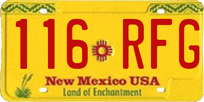 NM license plate 116RFG