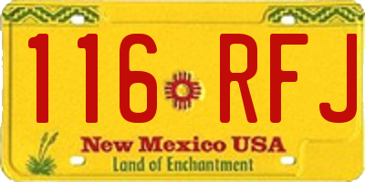 NM license plate 116RFJ
