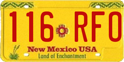 NM license plate 116RFO