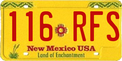 NM license plate 116RFS