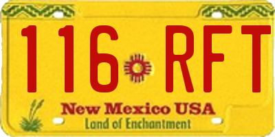 NM license plate 116RFT