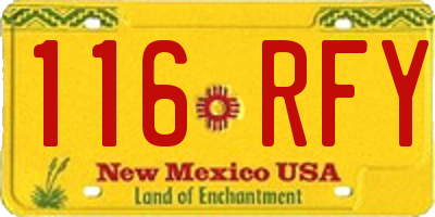 NM license plate 116RFY