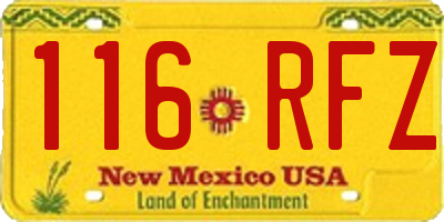 NM license plate 116RFZ
