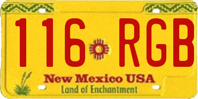 NM license plate 116RGB
