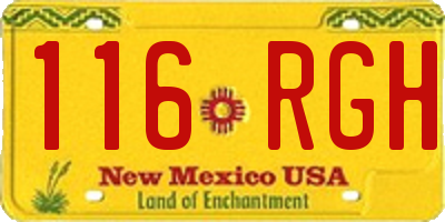 NM license plate 116RGH