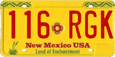 NM license plate 116RGK
