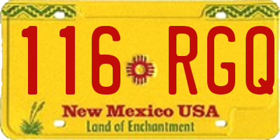 NM license plate 116RGQ