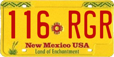 NM license plate 116RGR