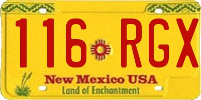 NM license plate 116RGX