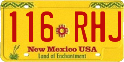 NM license plate 116RHJ