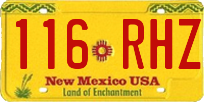 NM license plate 116RHZ