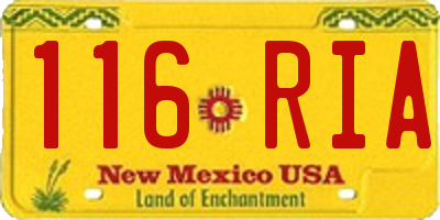 NM license plate 116RIA
