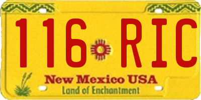 NM license plate 116RIC