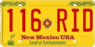 NM license plate 116RID