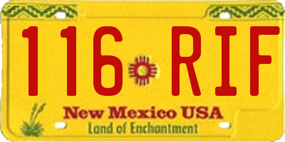 NM license plate 116RIF