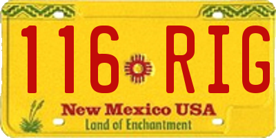 NM license plate 116RIG
