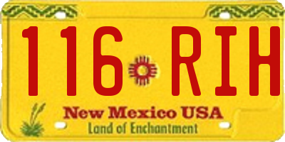 NM license plate 116RIH