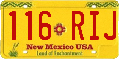 NM license plate 116RIJ