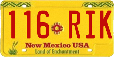 NM license plate 116RIK